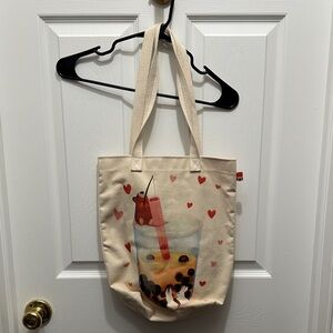 Canvas Boba Tote Bag with Hearts
